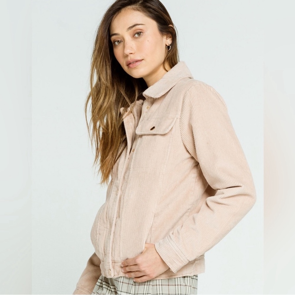 Sky and Sparrow Corduroy Womens Trucker Jacket Size Large Faux Fur Lined NWT